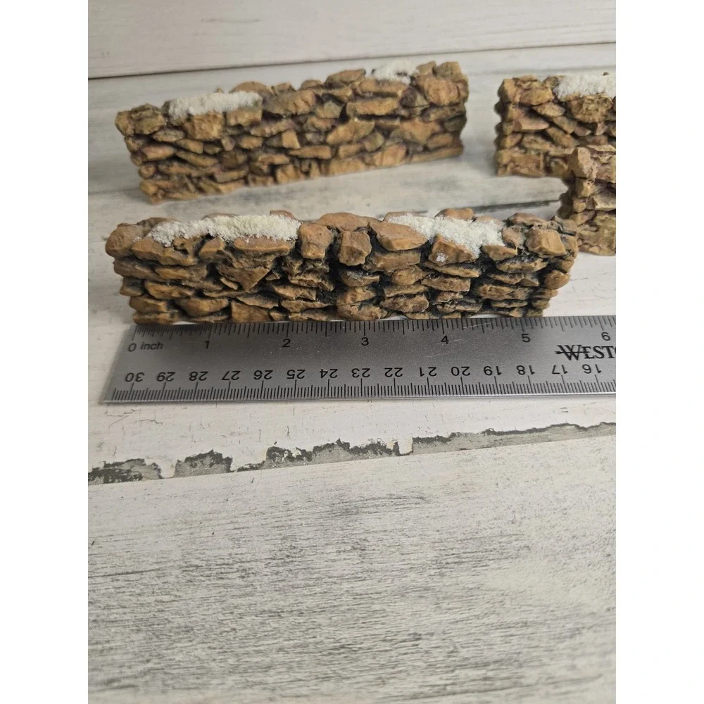 Department 56 Christmas Village Stone Wall Snow Accents Set of 4 Accessory